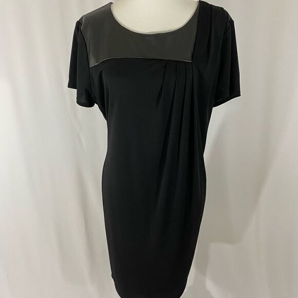 NWOT DKNYC Black Dress with Leather Accents - Picture 2 of 7